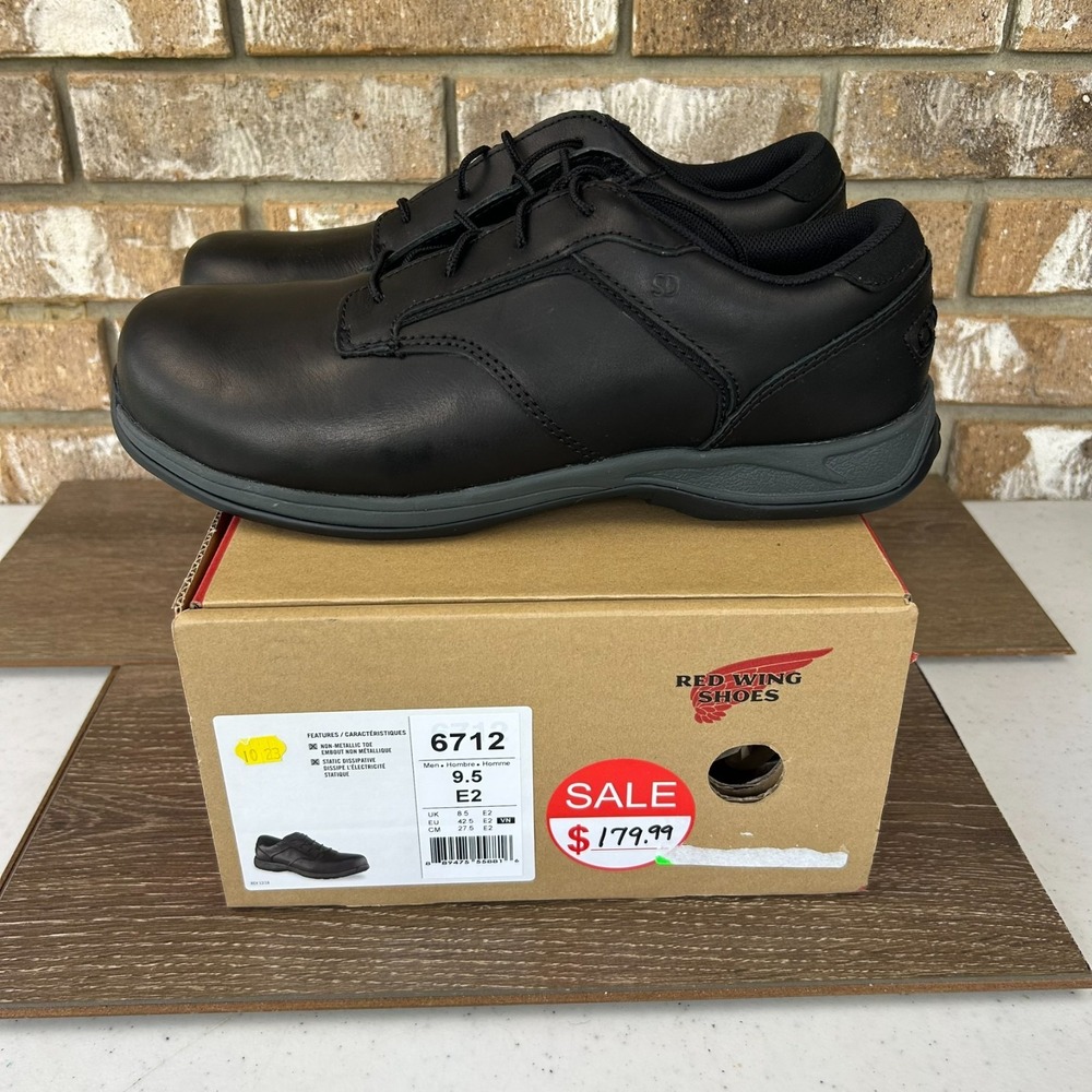 RedWing 6712 ComfortPro Composite Toe Oxford Work Shoes Mens 9.5 E2 Black NEW